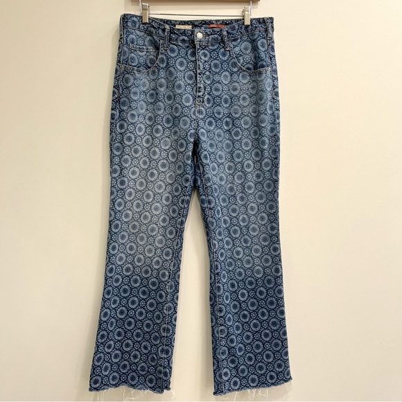 Anthropologie Pilcro the Icon printed jeans high waisted ankle cropped size 31 - Picture 1 of 11